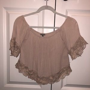 Charlotte Russe off the shoulder rose gold blouse